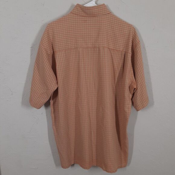 Bugatchi Uomo Adult Mens L Orange Check Short Sleeve Button Up Shirt Read - Picture 6 of 8